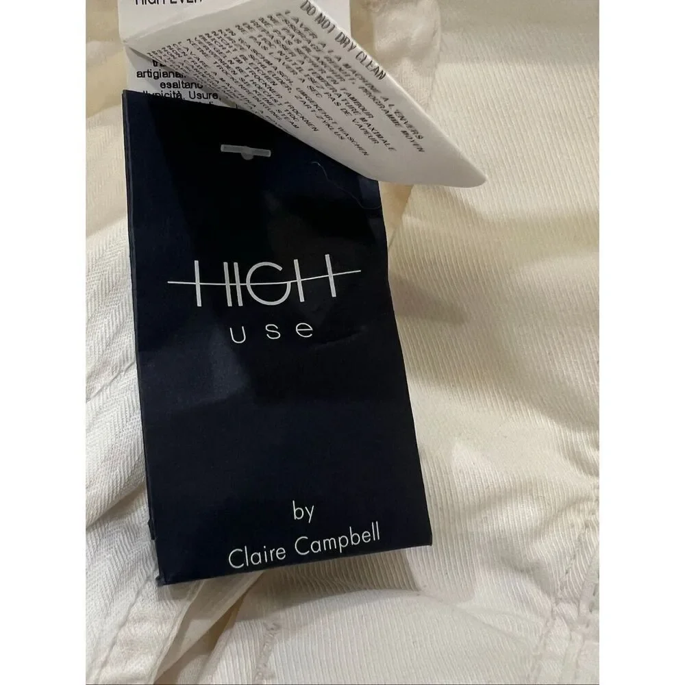 High Use By Claire Campbell Women's Tapered Trickster Pants Cream Size 4 NWT